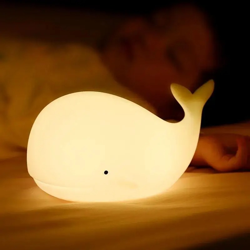 Floating Nightstand With Led Light - LED-nachtlampje Leuke walvis Cartoon dieren Siliconenlamp