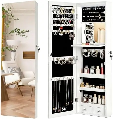 Full Length Mirror Jewelry Armoire - met een spiegel in volledige lengte,