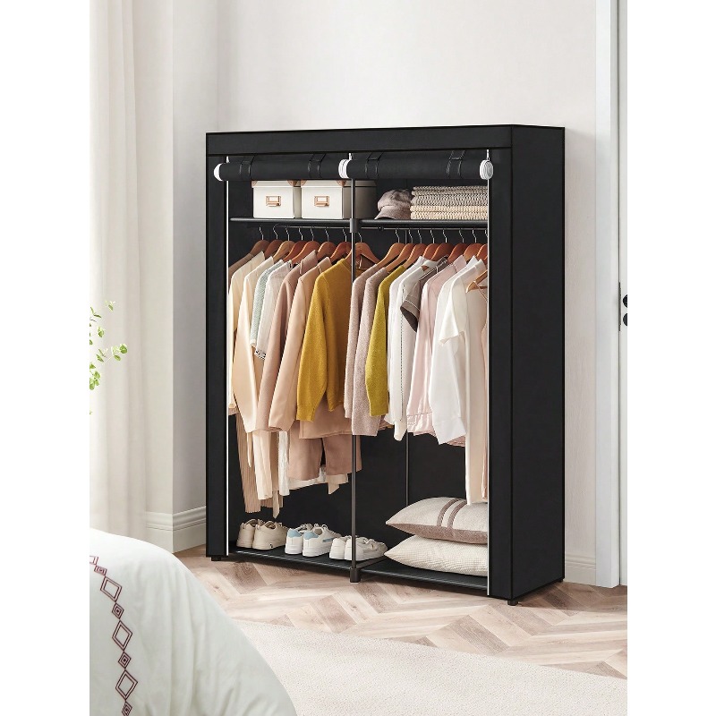 Wardrobe Closet Portable Fabric Cover - Zwarte kledingkast, draagbare kledingkast voor de