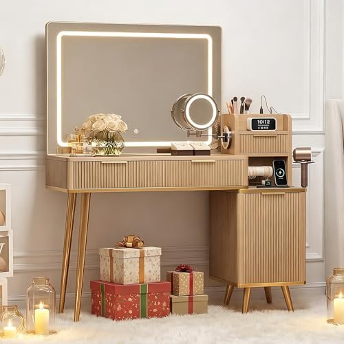 Dressing Table Vanity With Lighted Mirror - Kaptafel met HD & 5x spiegel