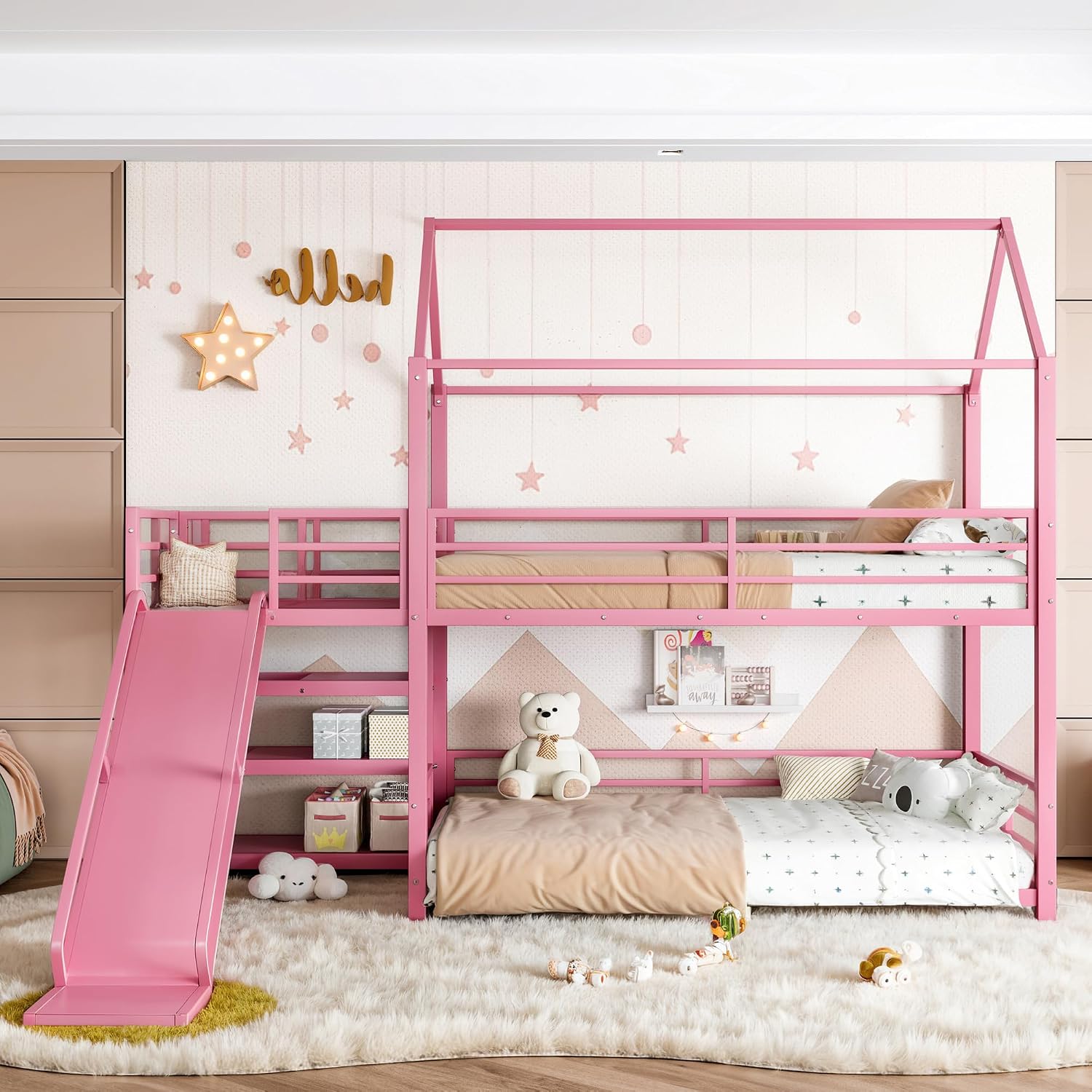 Bunk Bed With Stairs And Slide - Tweepersoons stapelbed met glijbaan en opbergruimte