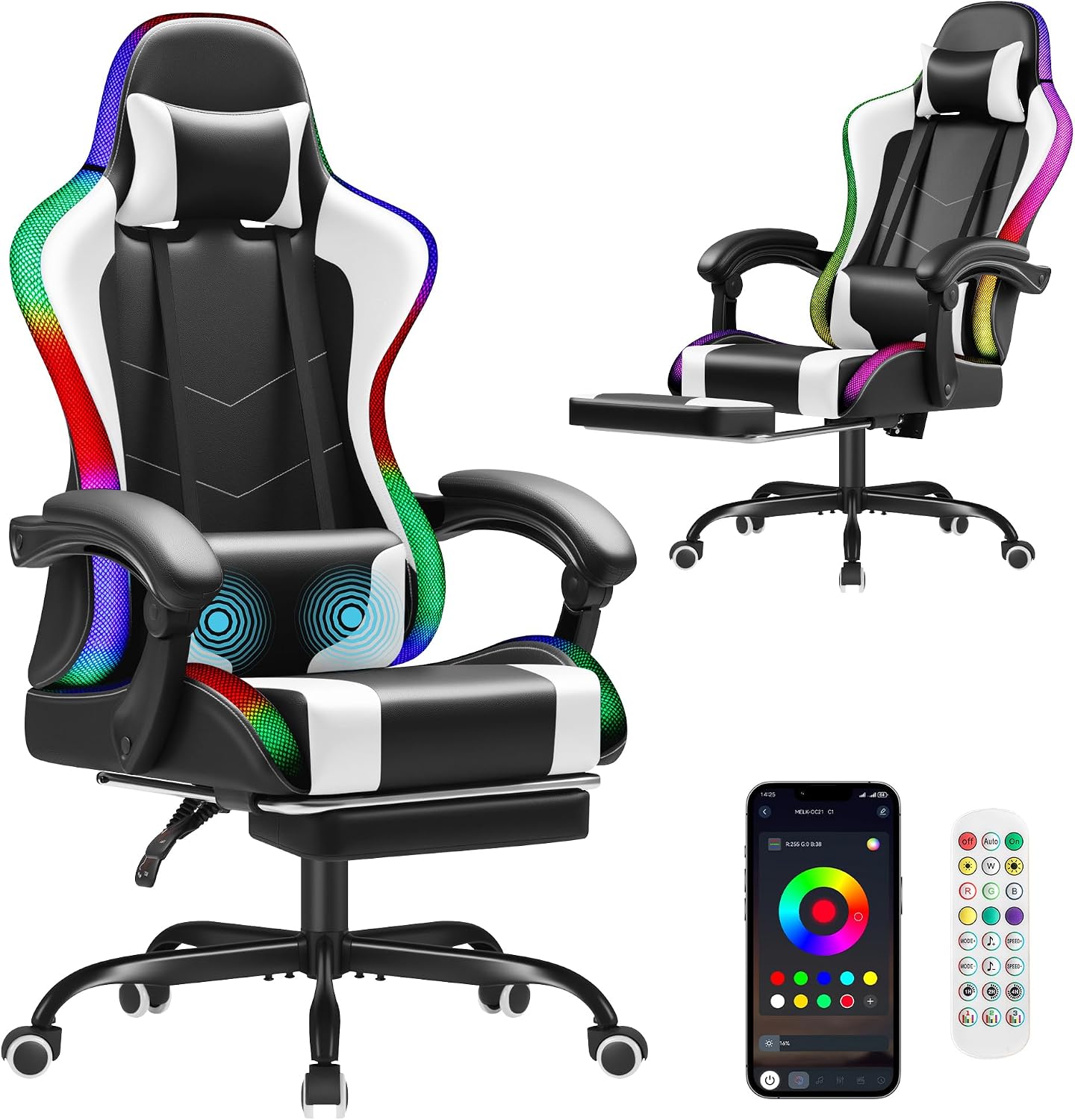 Sofas - Homall gamingstoel, ergonomische pc-stoel, met massagefunctie