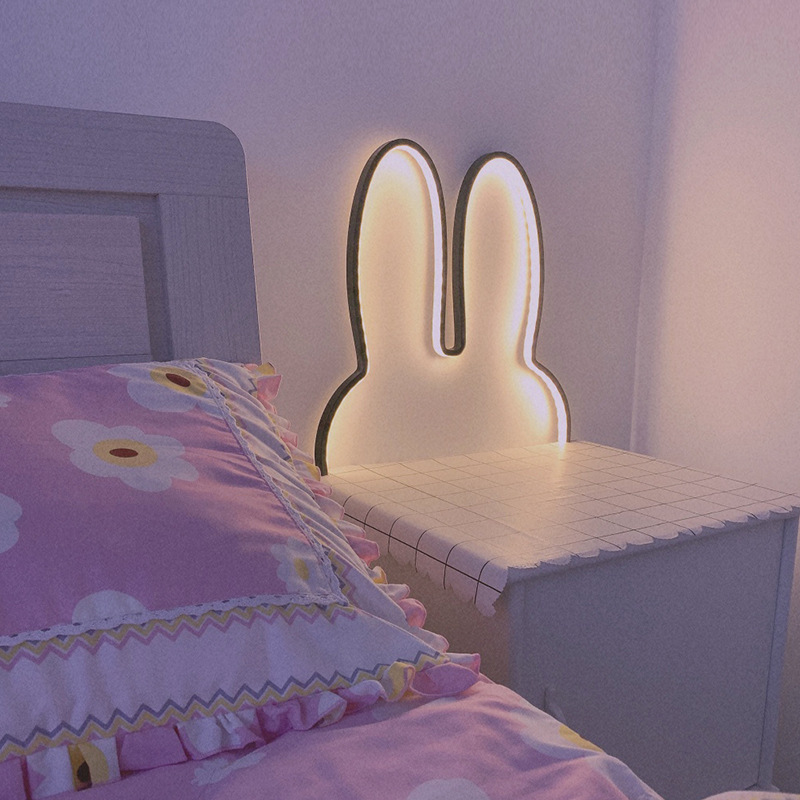 Floating Nightstand With Led Light - Leuke Led Konijn Wandlampen USB Aangedreven