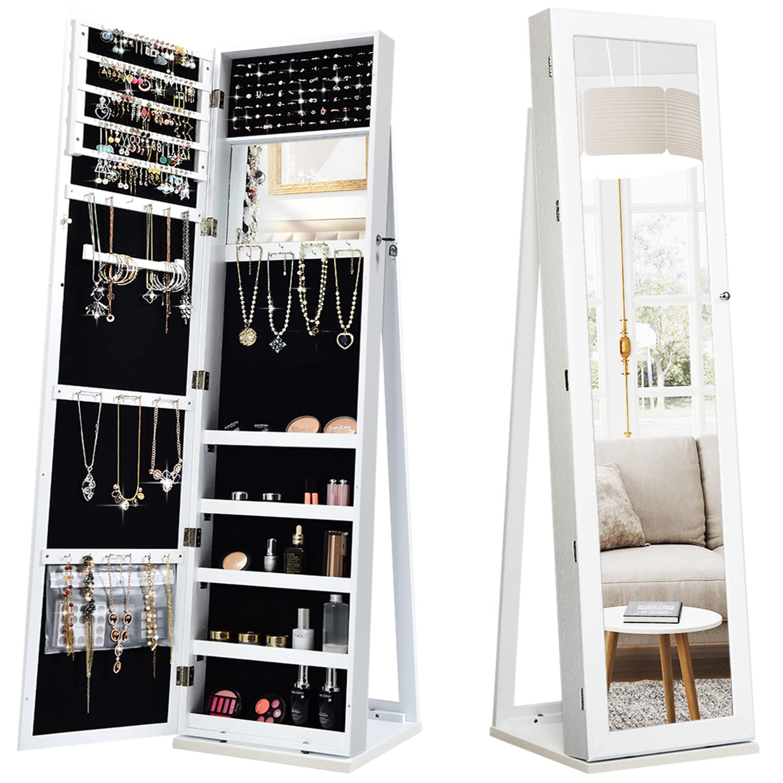 Full Length Mirror Jewelry Armoire - Staande sieradenkast met spiegel in volle