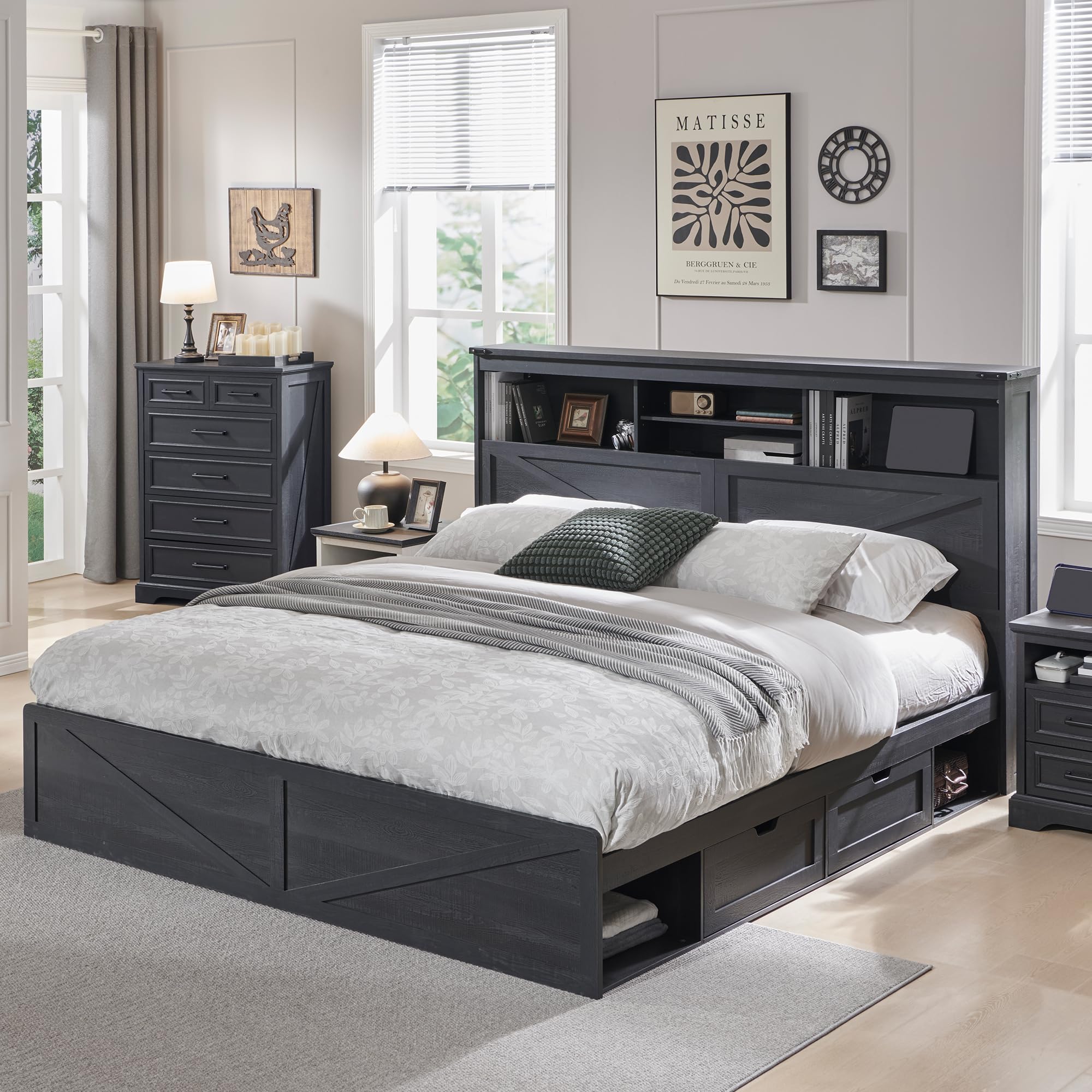 Landhuisbed, kingsize, met een - King Size Bed Frame With Storage Drawers recensie en prijs