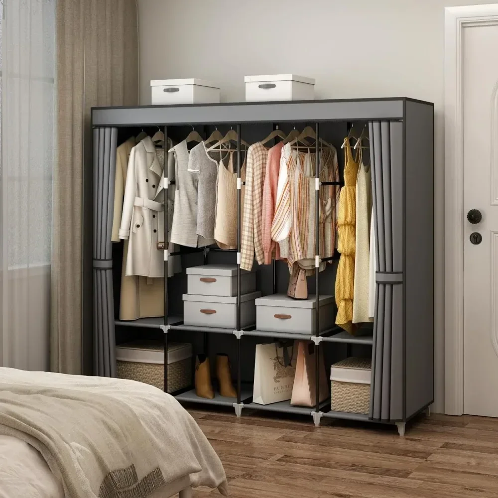 67 inch draagbare kledingkast, - Wardrobe Closet Portable Fabric Cover recensie en prijs