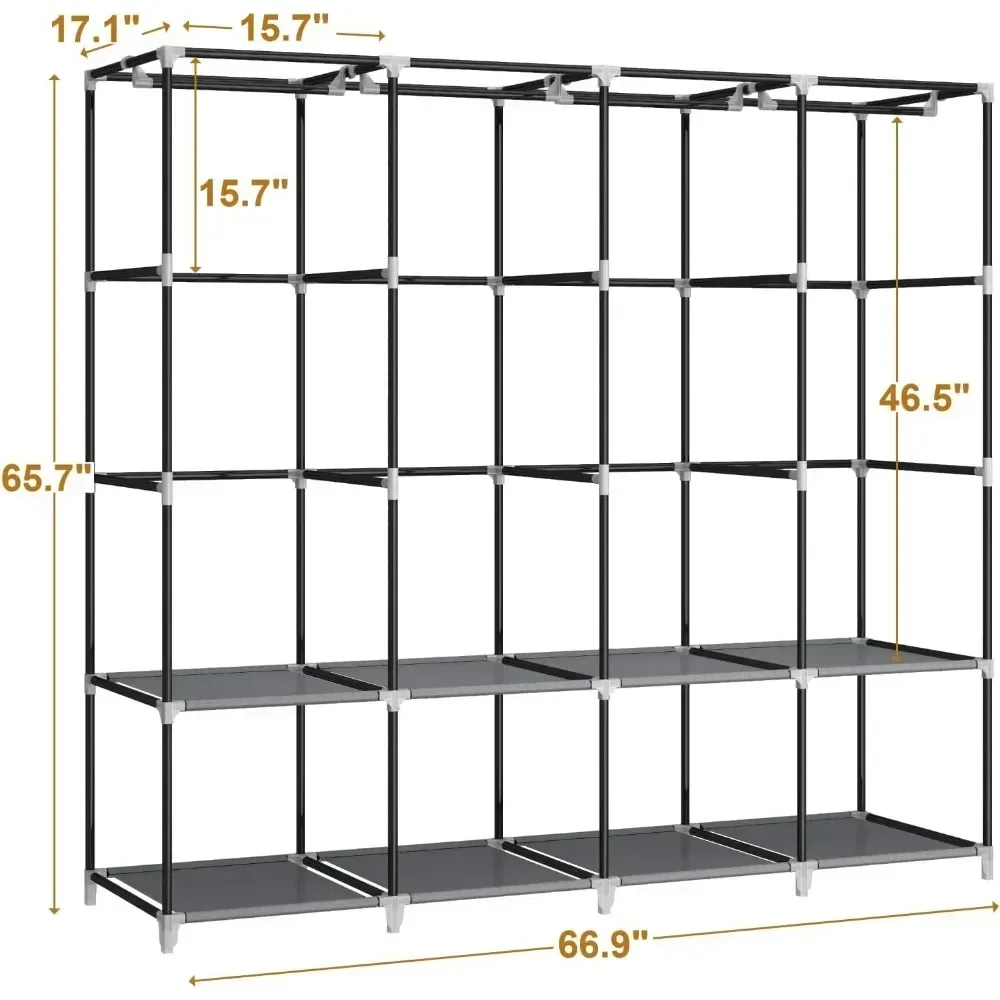 67 inch draagbare kledingkast, - Wardrobe Closet Portable Fabric Cover recensie en prijs