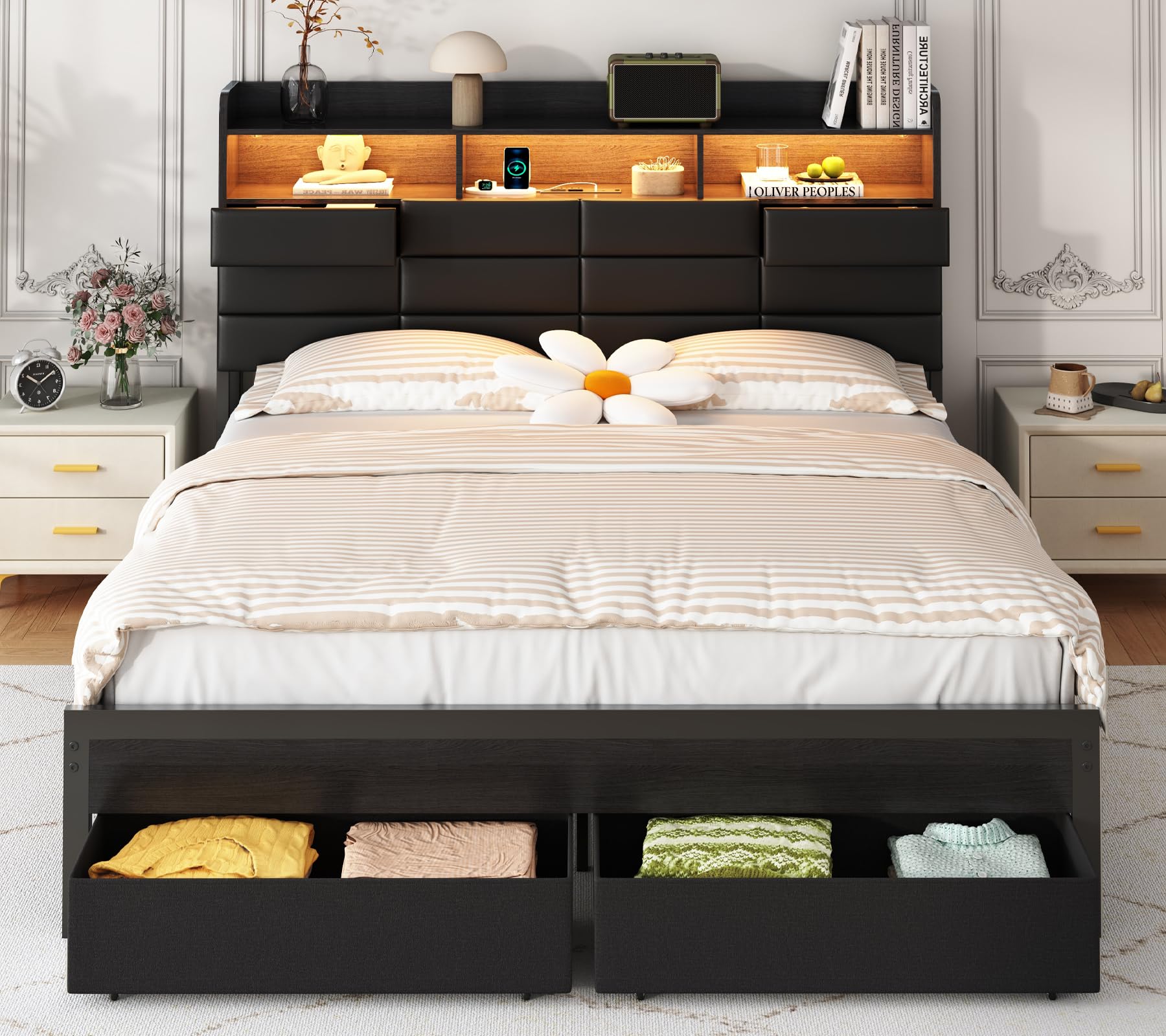 Bedframe in kingsize met opber - King Size Bed Frame With Storage Drawers recensie en prijs