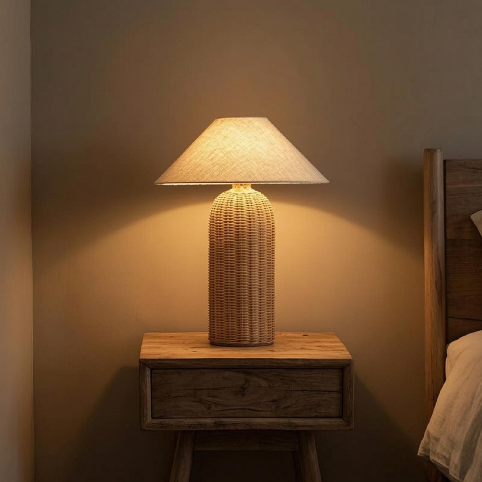 Bedlampje met rotan voet en st - Bedroom Furniture recensie en prijs