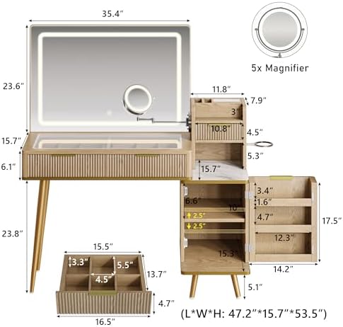Kaptafel met HD & 5x spiegel e - Dressing Table Vanity With Lighted Mirror recensie en prijs