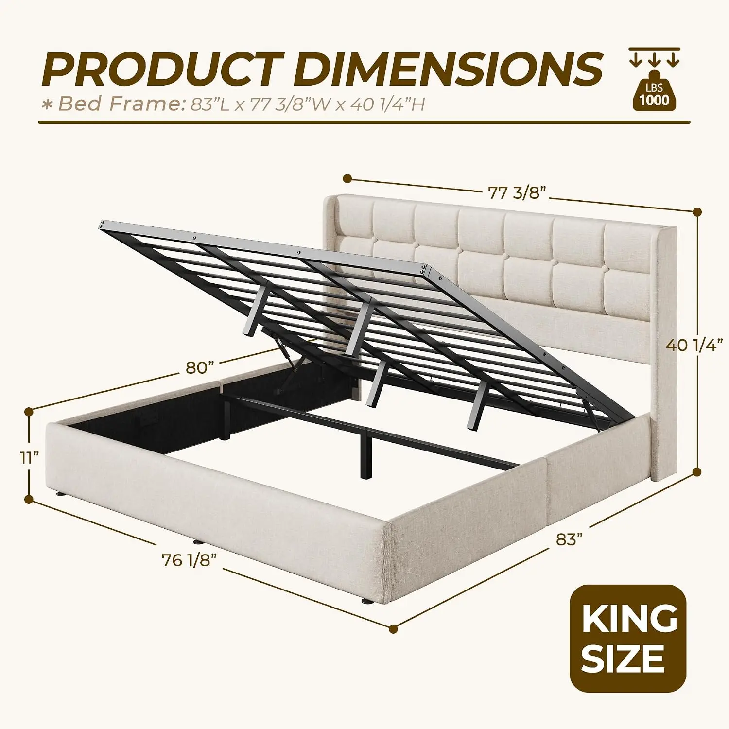 Kingsize opklapbaar bedframe m - Gas Lift Storage Bed Hydraulic recensie en prijs