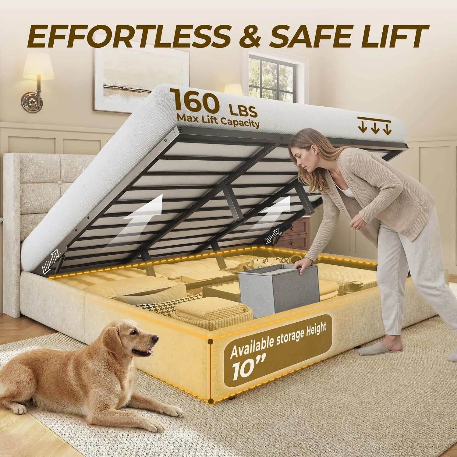 Kingsize opklapbaar bedframe m - Gas Lift Storage Bed Hydraulic recensie en prijs