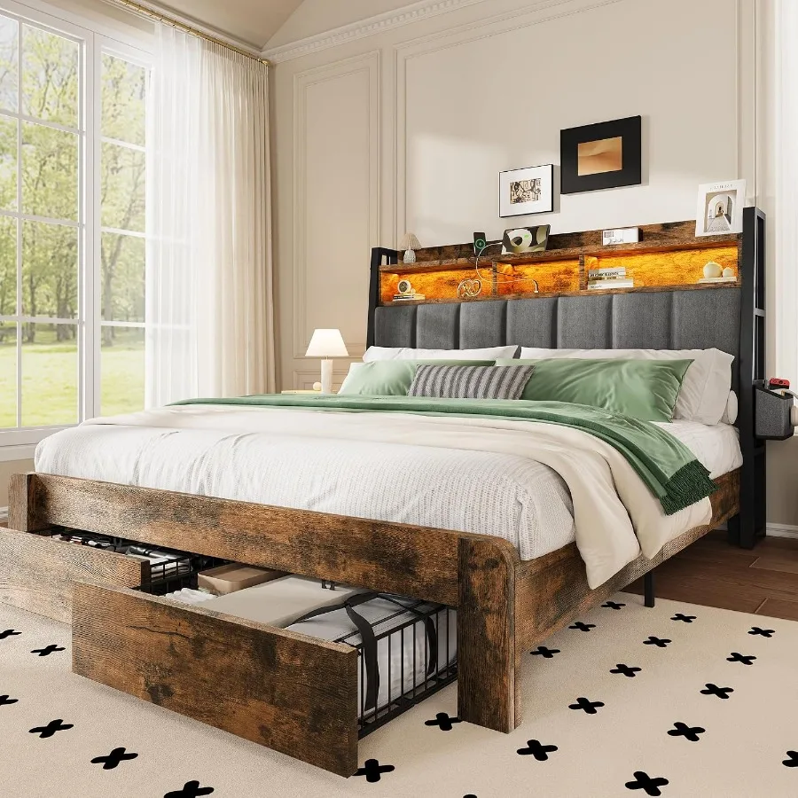 Bedframe in kingsize, met 2 op - King Size Bed Frame With Storage Drawers recensie en prijs