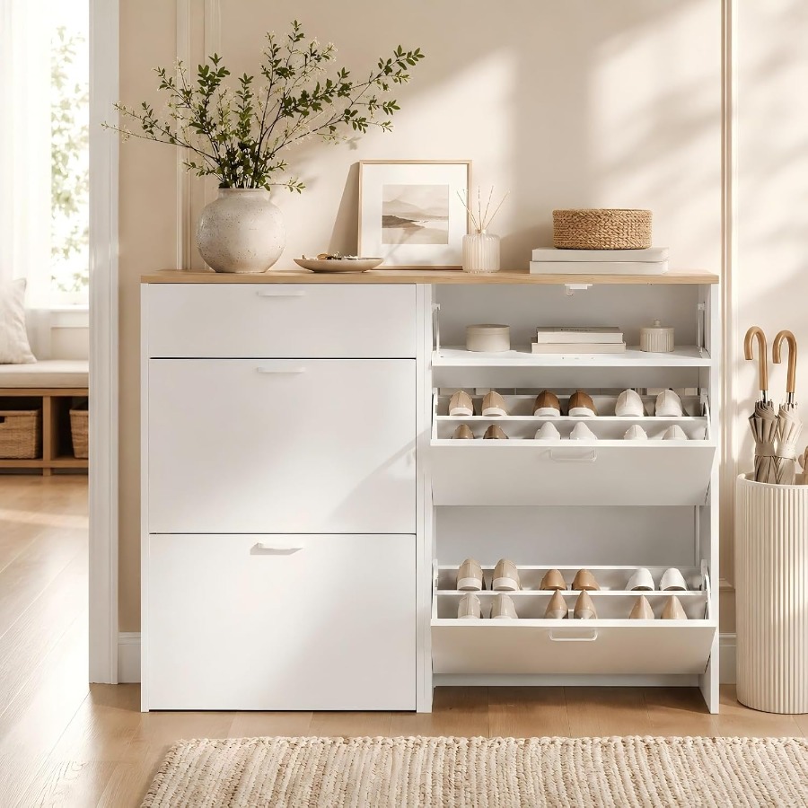 Schoenenkast voor de hal, wit, - Shoe Rack Cabinet Narrow Entryway recensie en prijs