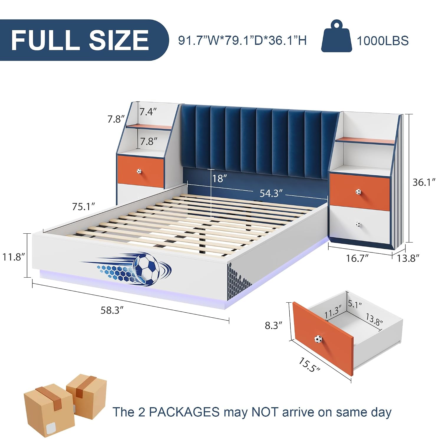 Volledig formaat zwevend bed m - Floating Nightstand With Led Light recensie en prijs