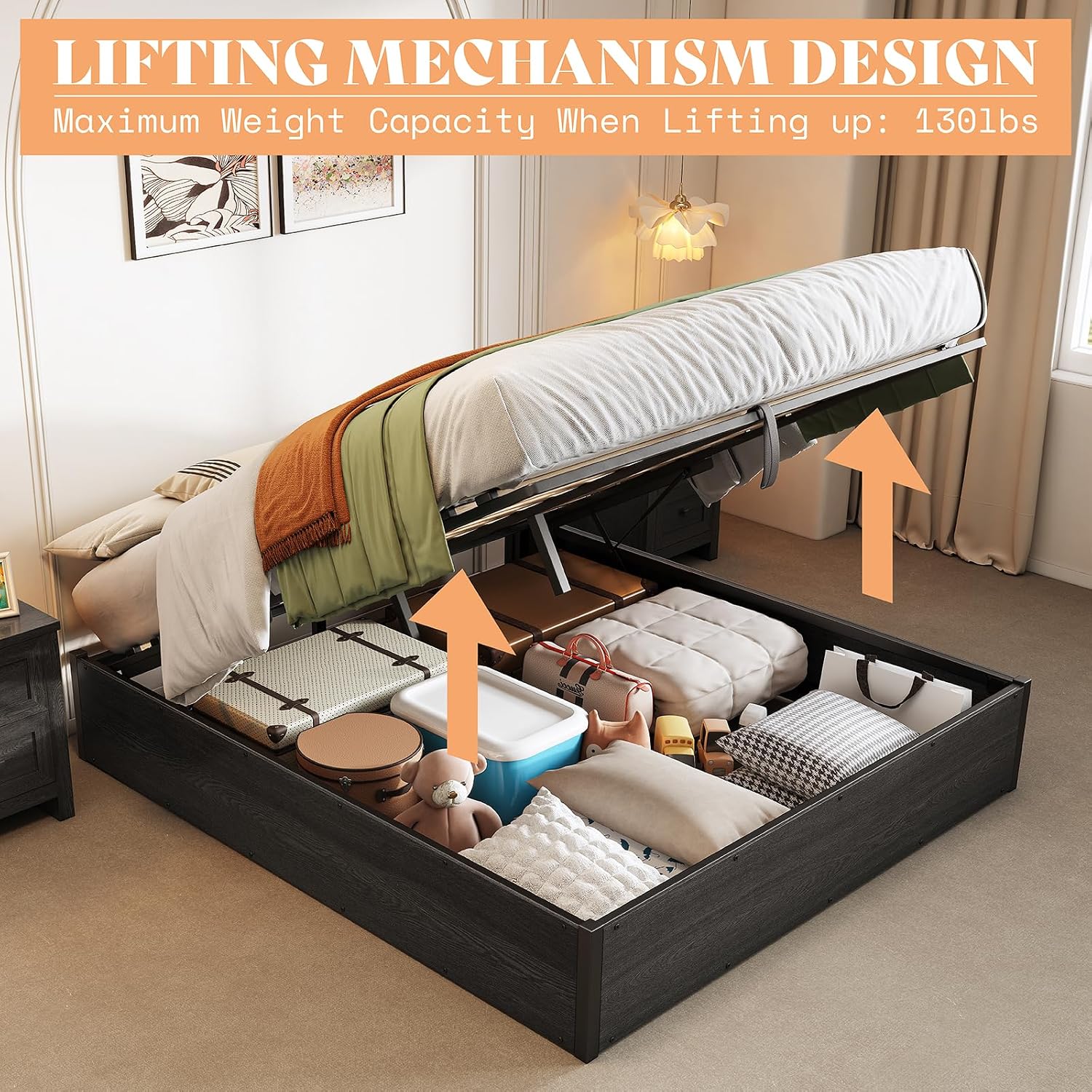 Opklapbaar opbergbedframe, don - Gas Lift Storage Bed Hydraulic recensie en prijs