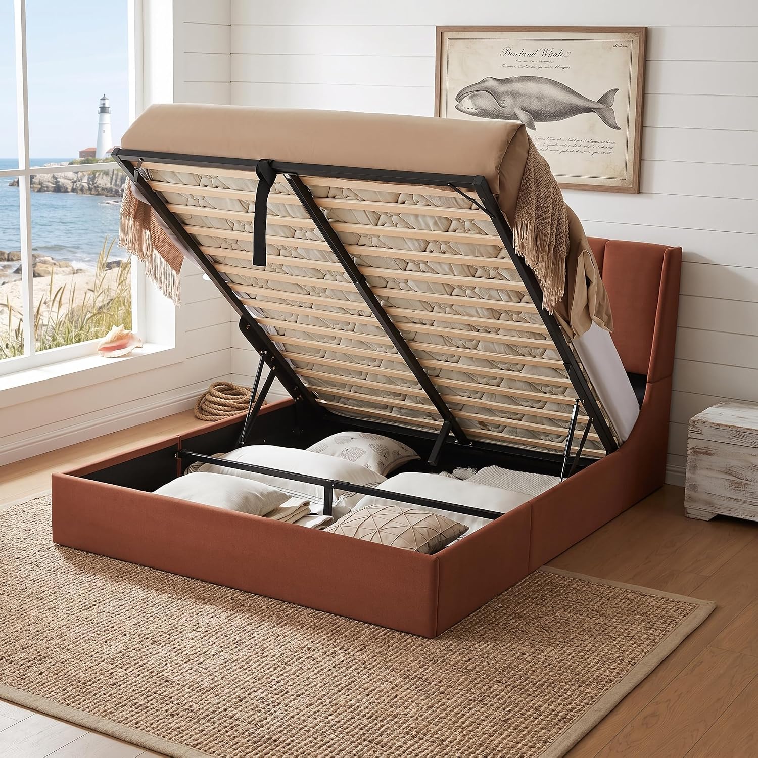 Queen-size bedframe met opberg - Gas Lift Storage Bed Hydraulic recensie en prijs