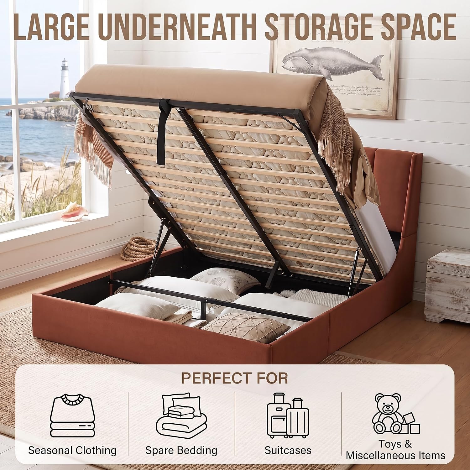 Queen-size bedframe met opberg - Gas Lift Storage Bed Hydraulic recensie en prijs