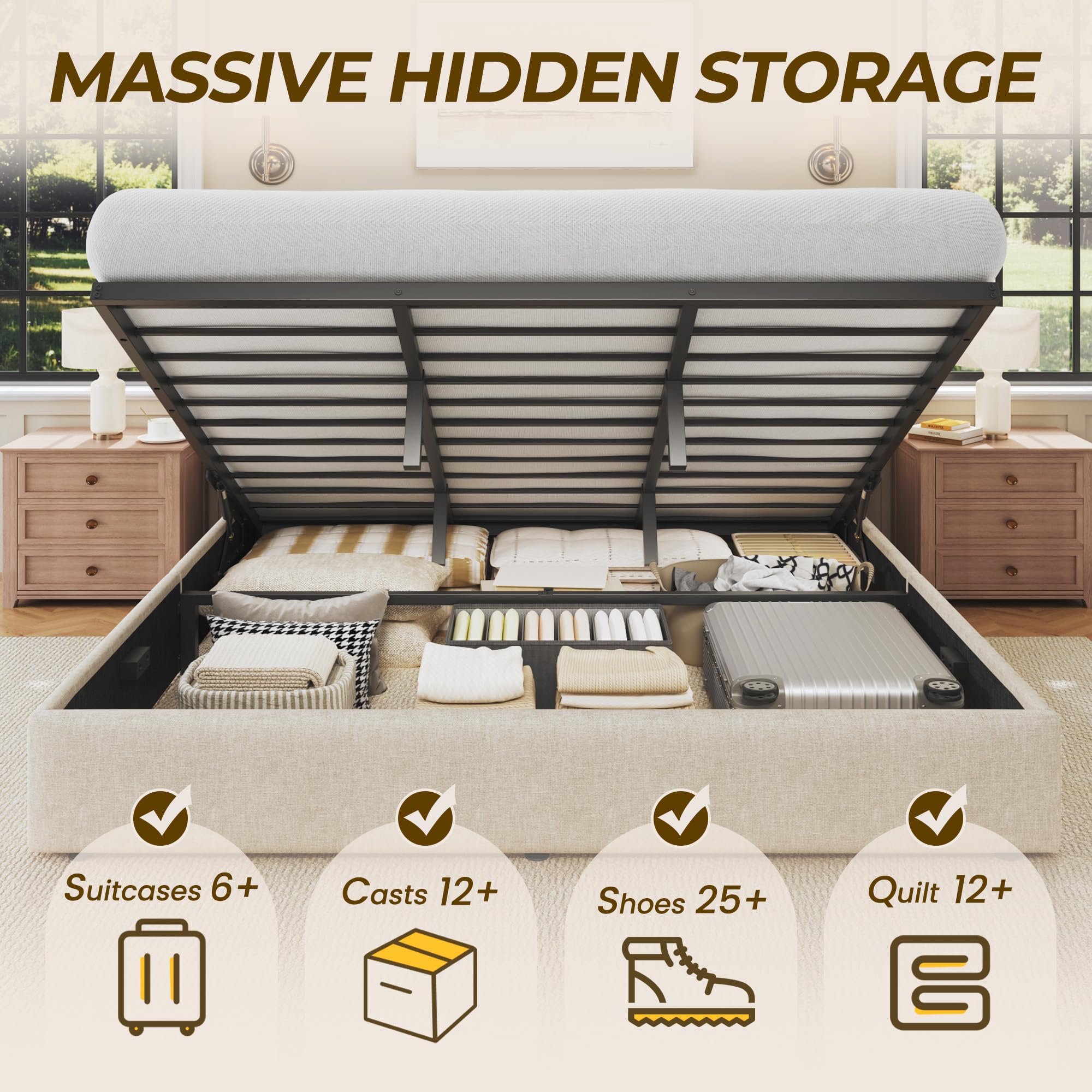 HIT King Size bed met opklapba - Gas Lift Storage Bed Hydraulic recensie en prijs