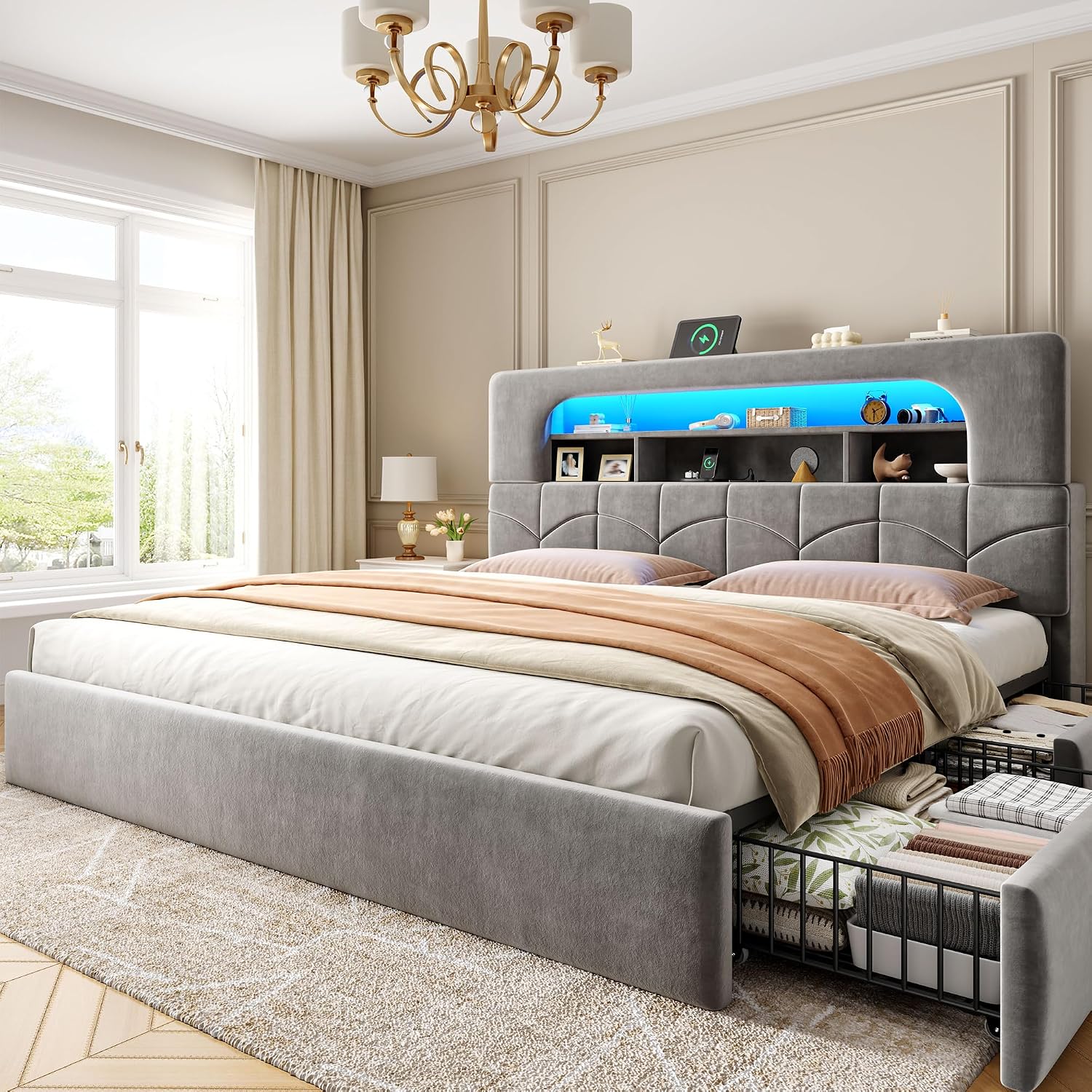 Bedframe in kingsize met 4 opb - King Size Bed Frame With Storage Drawers recensie en prijs