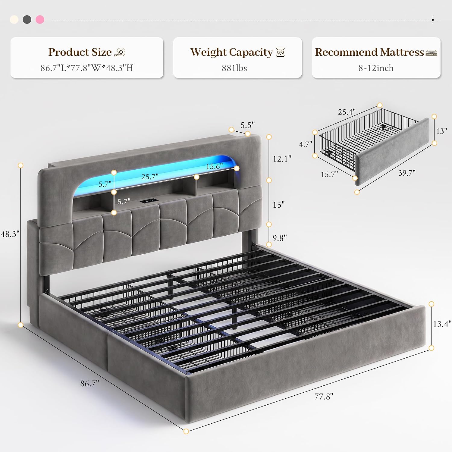 Bedframe in kingsize met 4 opb - King Size Bed Frame With Storage Drawers recensie en prijs