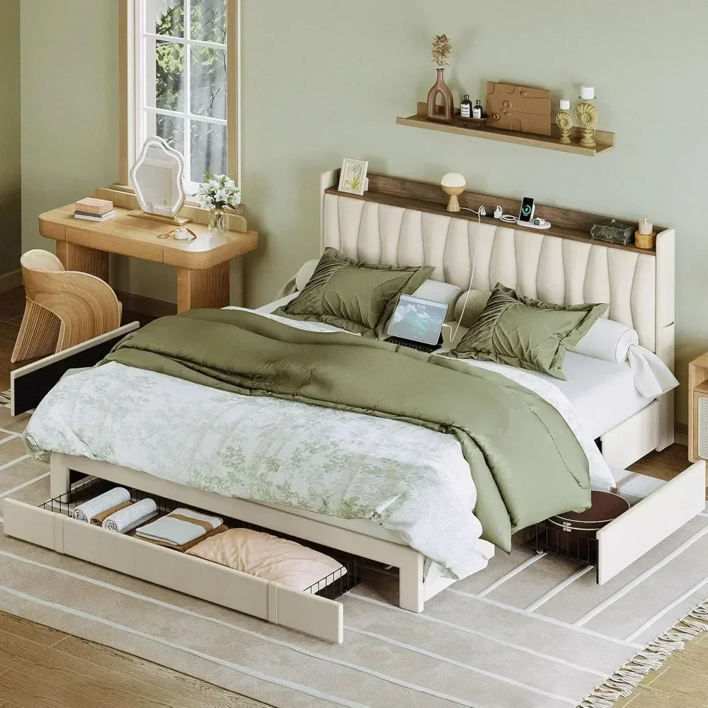 &King Size Bedframe met opberg - King Size Bed Frame With Storage Drawers recensie en prijs
