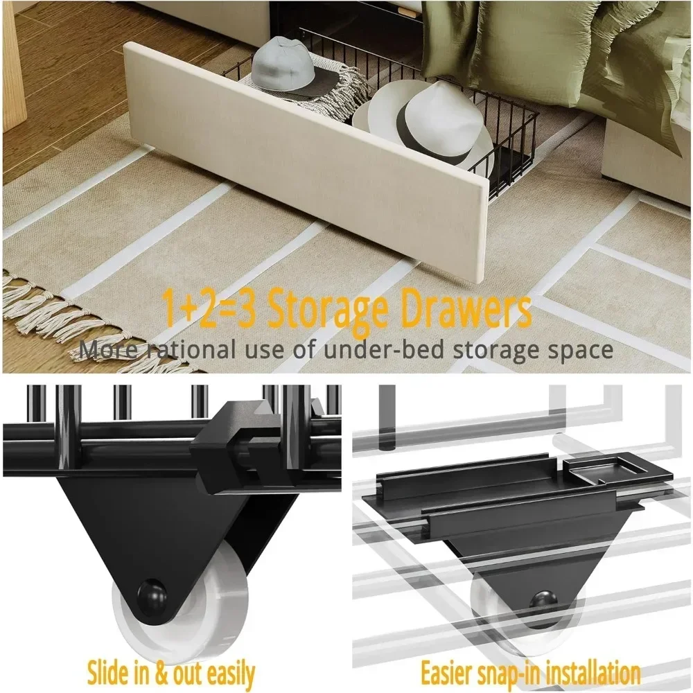 &King Size Bedframe met opberg - King Size Bed Frame With Storage Drawers recensie en prijs