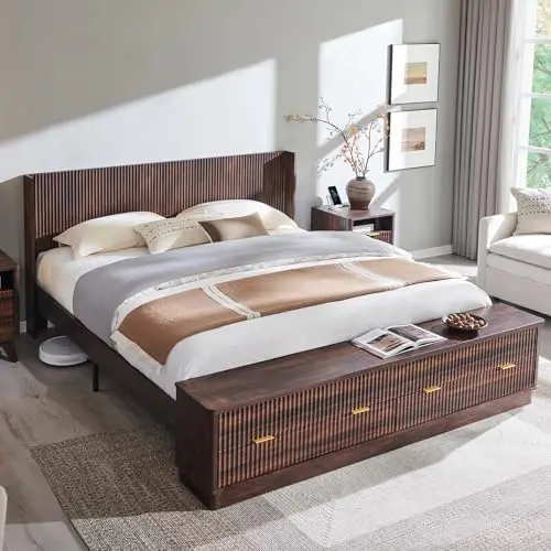 Gecanneleerd kingsize bedframe - King Size Bed Frame With Storage Drawers recensie en prijs