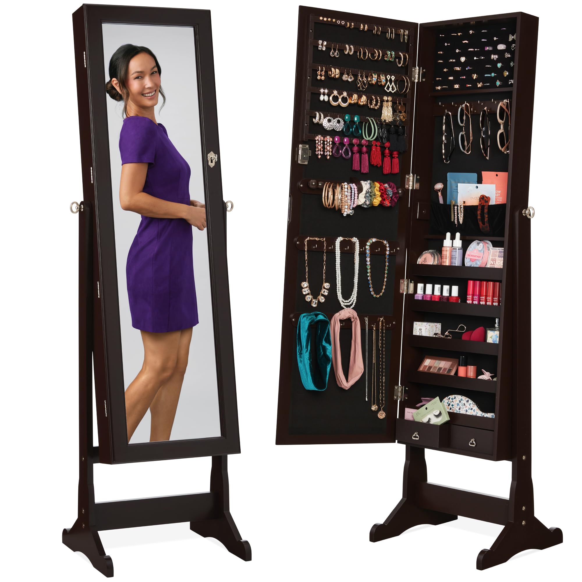 Vrijstaande kledingkast voor s - Full Length Mirror Jewelry Armoire recensie en prijs